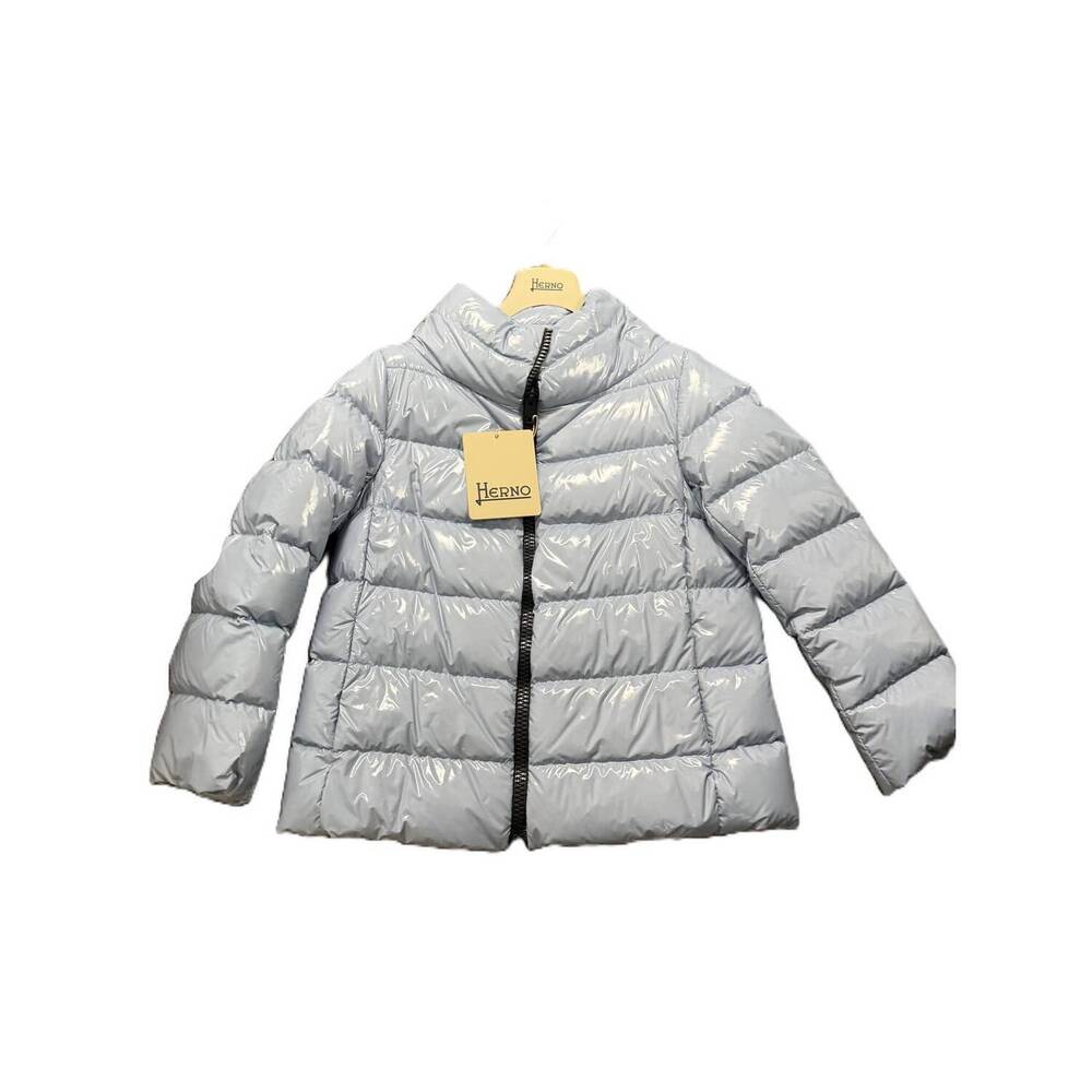 NEW HERNO women's patent puffer jacket in sky blue